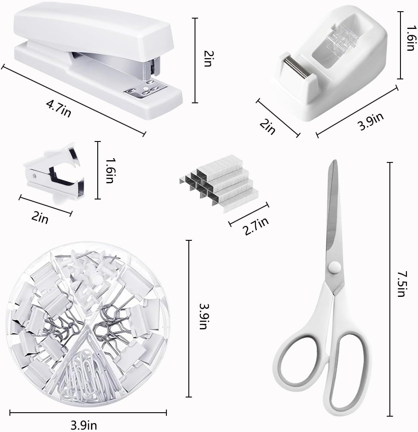 suniya Office Supplies,Gold Desk Accessories,with Stapler,Tape Dispenser,Pen Holder,Scissors,Phone Stand,Staple Remover,Ballpoint Pen,Clear Tape, Staples,Ruler,Clips,Best Gift for Business or Boss