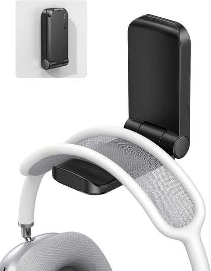 Lamicall Headphone Stand, Sticky Headset Hanger - 2 Pack Adhesive Headphone Holder Hook Mount, Headset Holder Clip Under Desk, Earphone Clamp for Airpods Max, HyperX, Sennheiser, Black