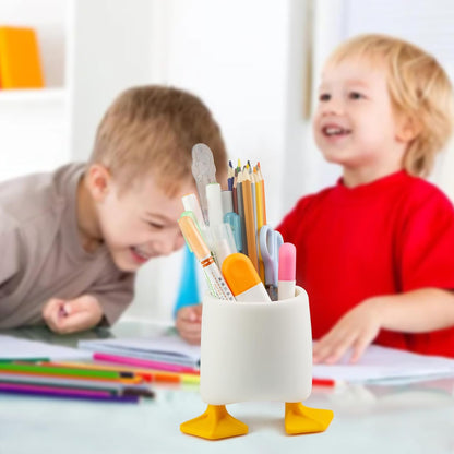 Viabty Creative Cute Duck Pen Pencil Holder, Multifunctional Stationery Pen Holder Makeup Brush Holder Kitchen Storage Cup