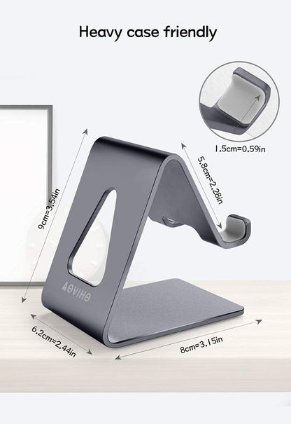 Aoviho Desk Cell Phone Stand Phone Holder, Aluminum Phone Cradle Dock for iPhone17 16 15 14 13 12 pro Mini 11 X Xs max 8 7 6 6s Plus SE Samsung All Smart Phones, Rose Gold