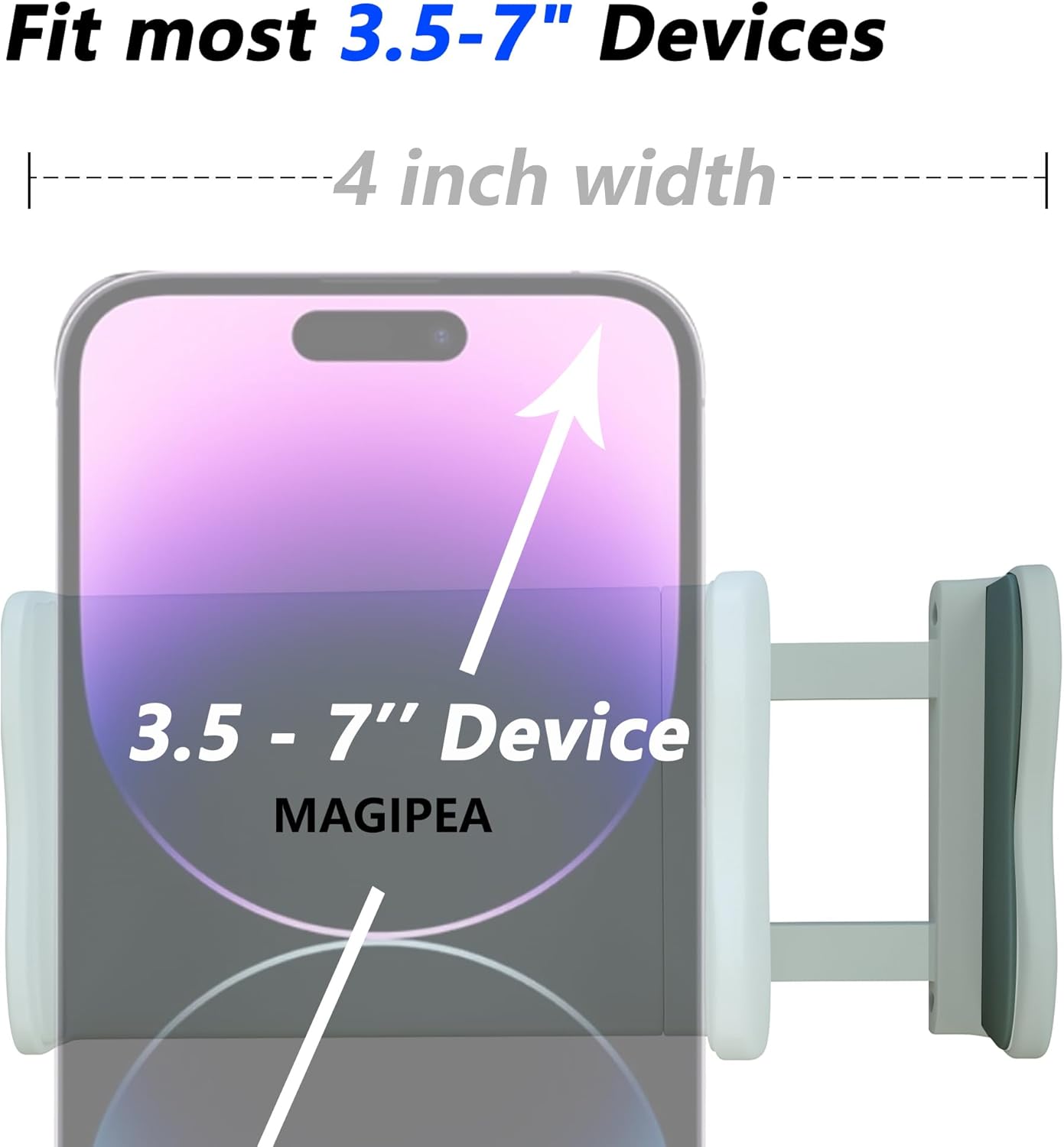 MAGIPEA Phone Holder for Bed, Gooseneck Phone Holder for Desk, Cell Phone Mount with Flexible Long Arm, Compatible with iPhone 17/16 Pro Max, 15, 14, and Other 3.5–7" Devices