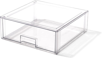 BINO | Stackable Storage Drawers, Shallow X-Large - Clear | THE CRATE COLLECTION | Storage Bins With Drawers Bathroom Organizers and Storage Organization and Storage Under Sink Organizer Vanity Home