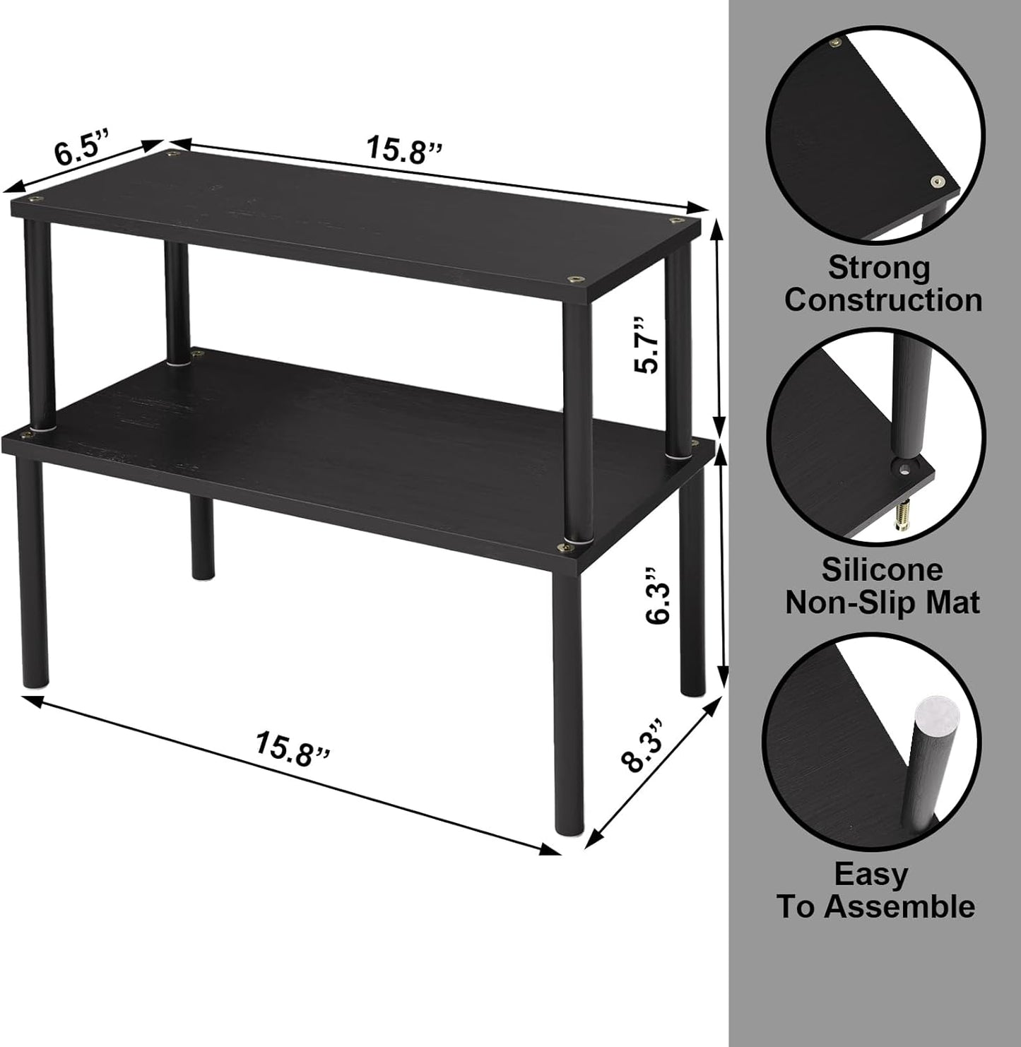 VERTORGAN Cabinet Organizer Shelf(Set of 2),Kitchen Counter Shelves,Bamboo Stackable Expandable Spice Rack Countertop(Medium)
