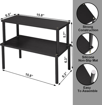 VERTORGAN Cabinet Organizer Shelf(Set of 2),Kitchen Counter Shelves,Bamboo Stackable Expandable Spice Rack Countertop(Medium)
