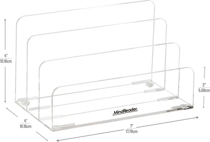 Mind Reader Paper Tray, Desktop Organizer, File Storage, Modern, Office, Acrylic, Clear