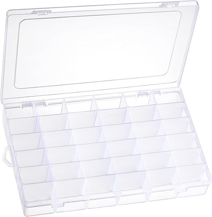 2 Pack 36 Grids Clear Plastic Organizer Box with Adjustable Dividers, Small Craft Organizers and Storage, Compartment Container for Bead, Nail, Jewelry, Art, DIY Crafts, Fishing Tackle, Small Items