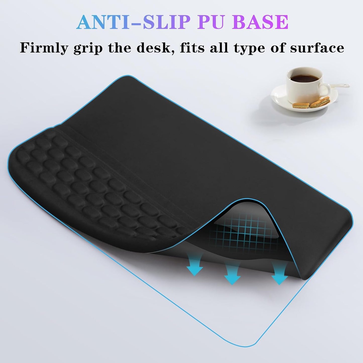 Computer Keyboard Stand Pad with Wrist Rest, Ergonomic Comfy Tilted Keyboard Stand Riser Holder Pad for Office Home (Black)