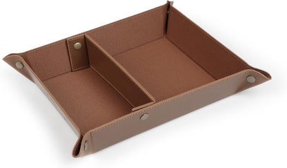 Londo Leather Tray Organizer - Practical Lightweight Water Resistant Computer Table Desk Storage Box for Wallets, Watches, Keys, Coins, Cell Phones and Office Equipment