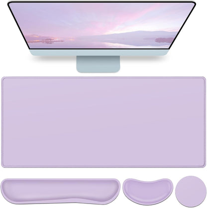 Desk Mat, Large Gaming Mouse Pad with Wrist Rest, 4in1 XXL Mousepad+Keyboard Wrist Rest+Mouse Pad Wrist Support+Cup Coaster Set Ergonomic Floral Computer Desk Arm Wrist for Decor Home Office Women