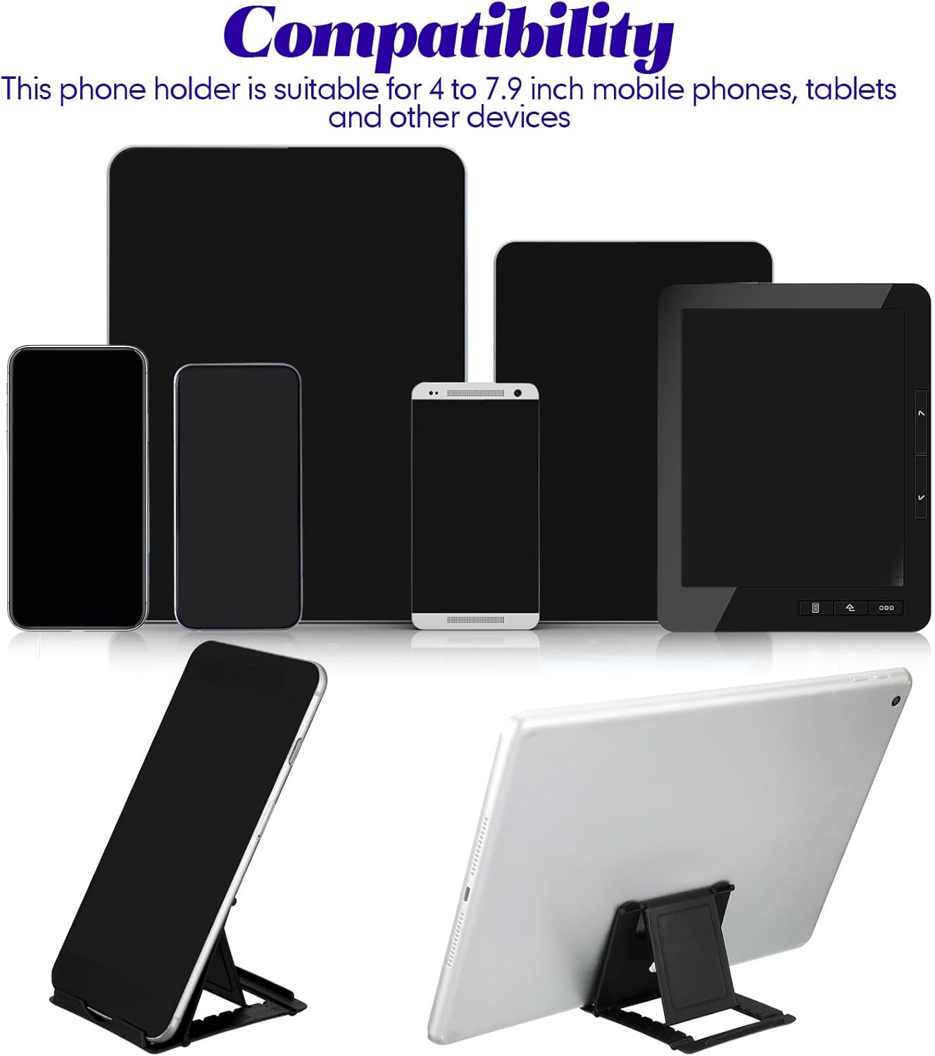 Macarrie 24 Pcs Cell Phone Stand, Universal Foldable Tablet Stand for Desk Compatible with 13 12 11 Pro XS Max x 8 6s Plus Smartphones(Black)