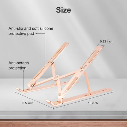 Ergonomic and Foldable Laptop Stand for Desk, Adjustable Riser, Fits All Laptops and Notebooks up to 17,Ultra-Thin,Ventilated Cooling,ABS+Silicone,Silver.