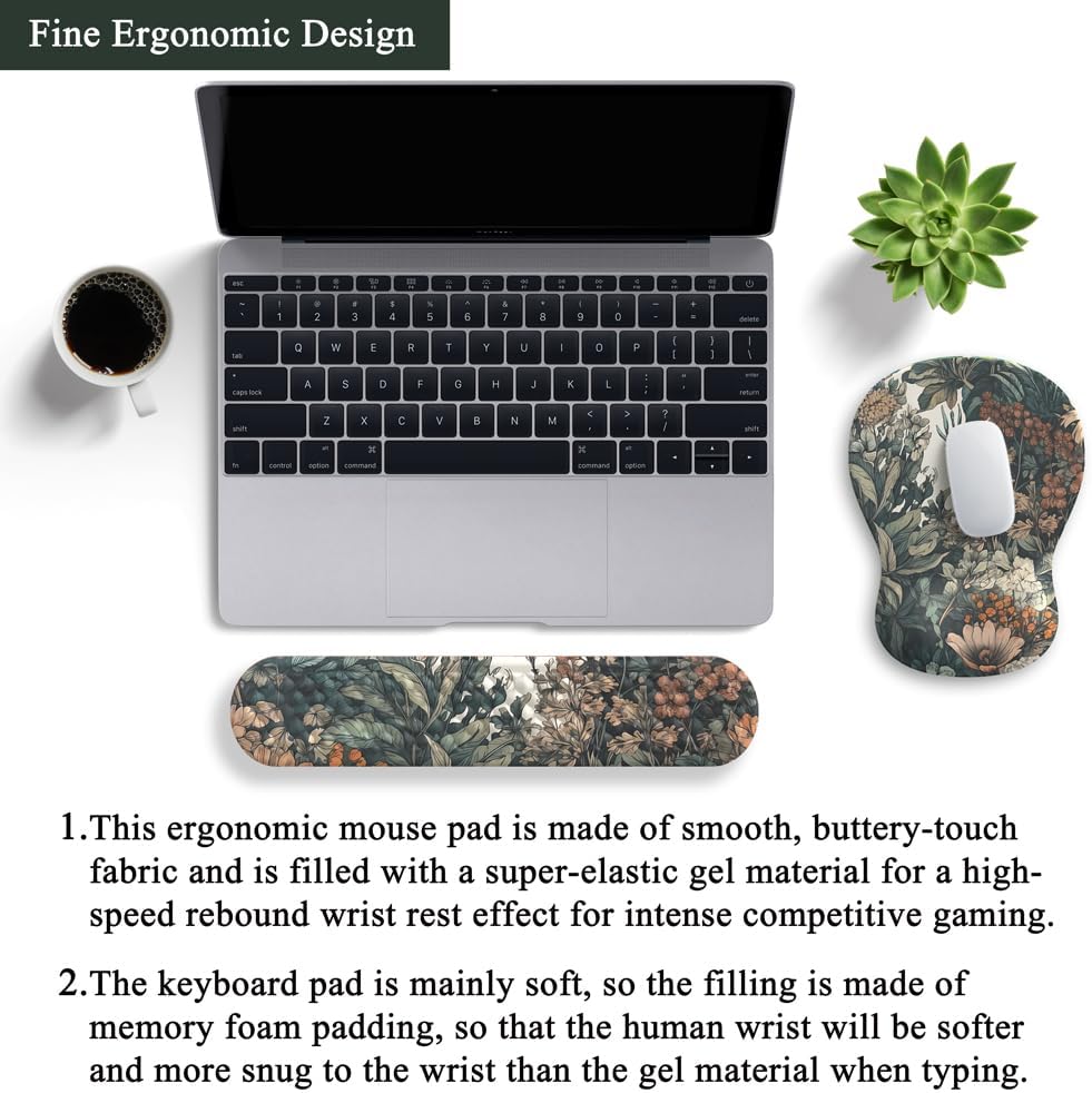Ghost Book Mousepad with Wrist Rest Halloween Computer Keyboard Mouse Pad Black Cute, Mouse Pad with Wrist Rest for Computer Keyboard, 2 In1 Mousepad with Wrist Support Easy Typing&Relieve Wrist Pai