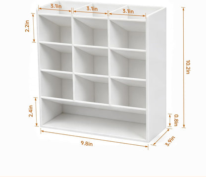 BEYGORM Acrylic Vertical Marker Organizer for 150 Markers with 13 Compartments, Clear Angled Pen & Pencil Holder, Large Desk Stationery & Art Supply Storage for Office & School (10.2 x 9.8 x 4 Inch)