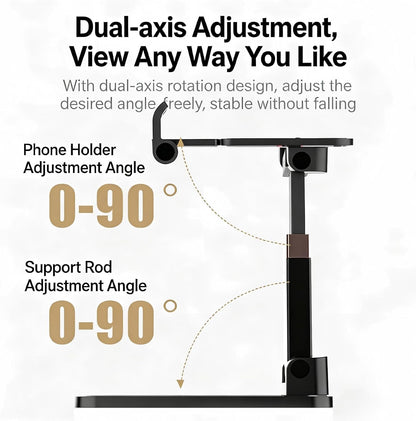 Adjustable Phone Stand for Desk - Foldable Cell Phone Holder for All Phones and Android Devices(1 Pack Black)