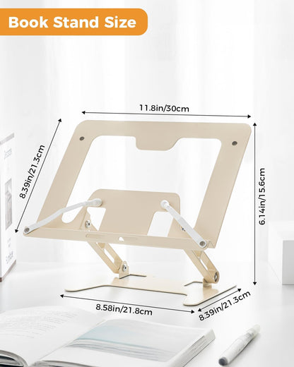 Honagu Adjustable Laptop Stand for Desk, Metal Foldable Laptop Riser, Portable Desktop Book Stand Holder, Ergonominc Computer Notebook Stand Compatible with 10-15.6” Laptops (Silver)