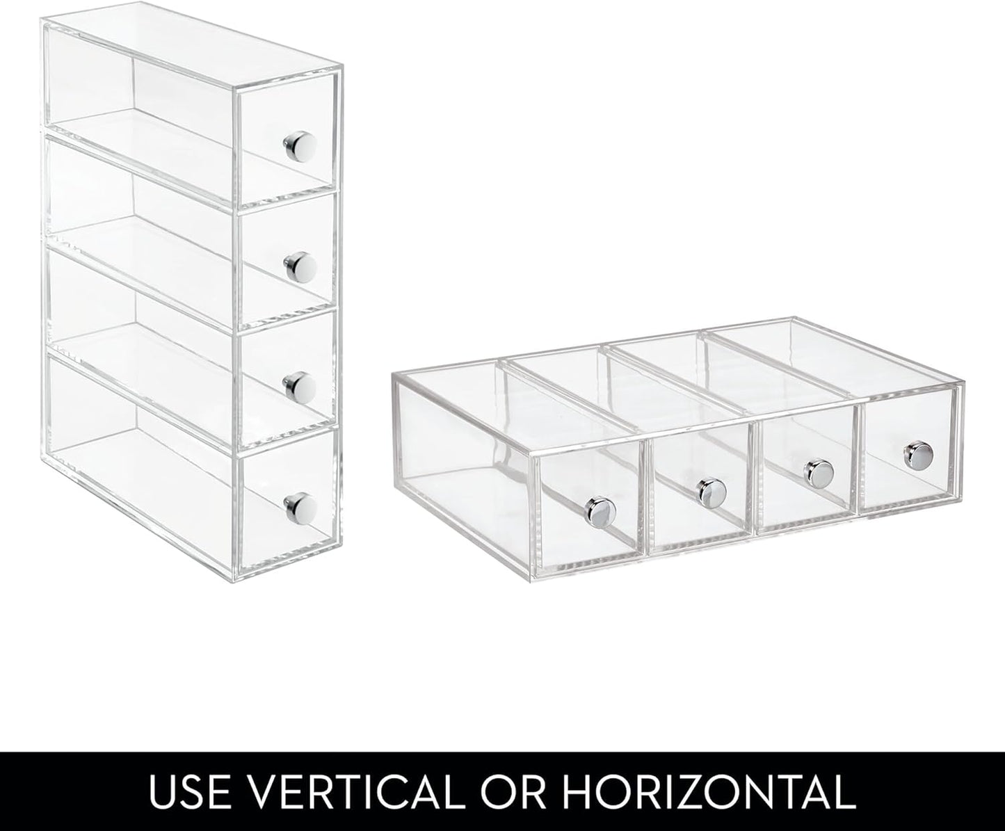 iDesign 36560EU 4-Drawer Vanity/Cosmetic Organizer, Set of 1, Clear