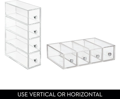 iDesign 36560EU 4-Drawer Vanity/Cosmetic Organizer, Set of 1, Clear