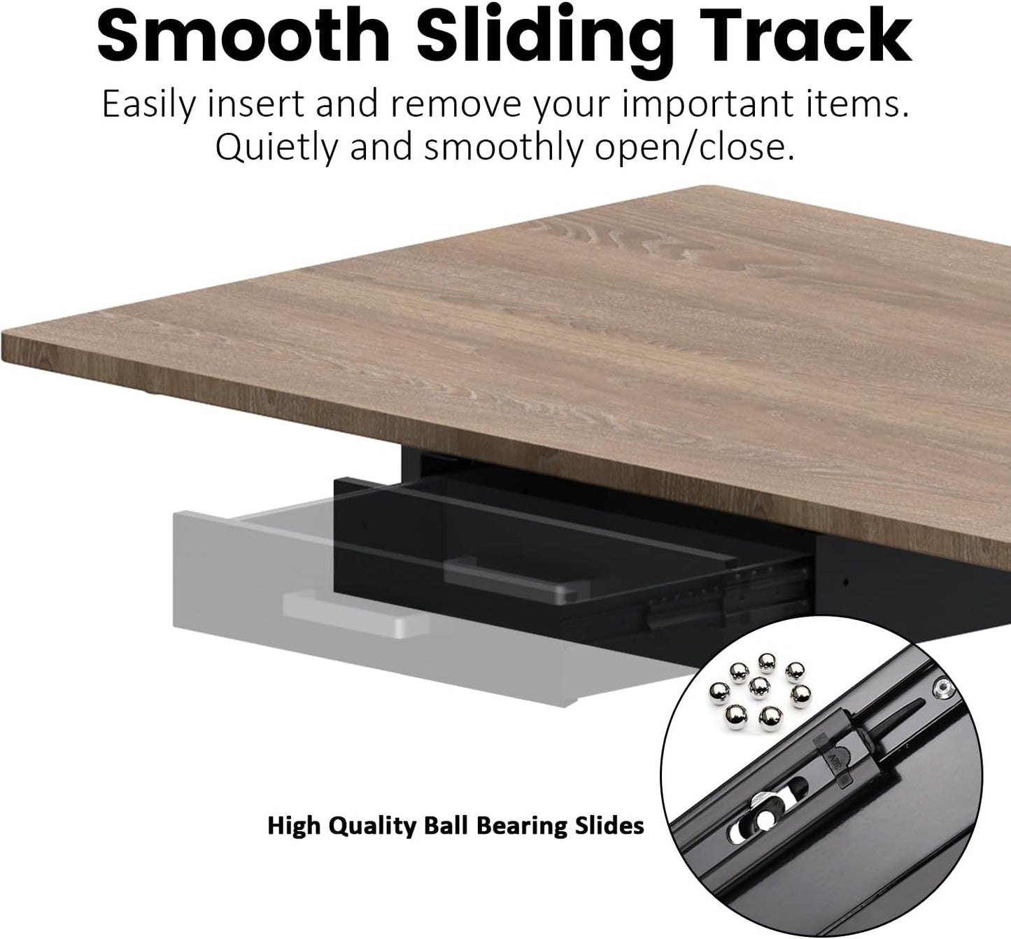UNITEDPOWER Under Desk Drawer Storage, Pull-Out Office Hidden Counter Drawer, Metal Sliding Organizer Mount Below Table, Optional Bracket Height, Black