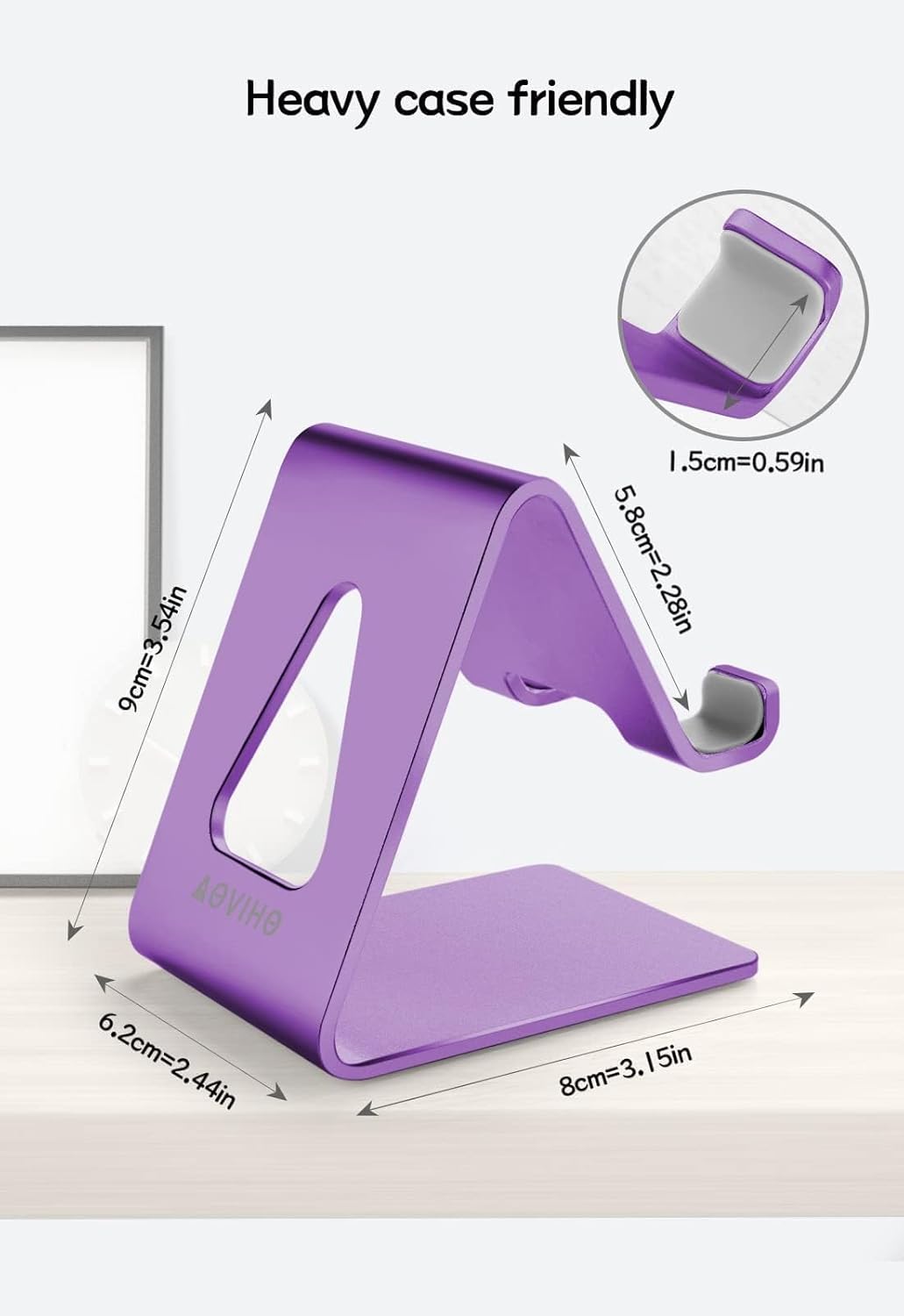 Aoviho Desk Cell Phone Stand Phone Holder, Aluminum Phone Cradle Dock for iPhone17 16 15 14 13 12 pro Mini 11 X Xs max 8 7 6 6s Plus SE Samsung All Smart Phones, Rose Gold