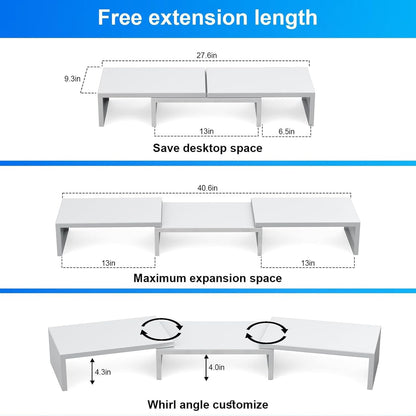 Desk Organizers and Accessories, Dual Monitor Stand Riser, Monitor Desk Shelf for Desktop Organization (Black)