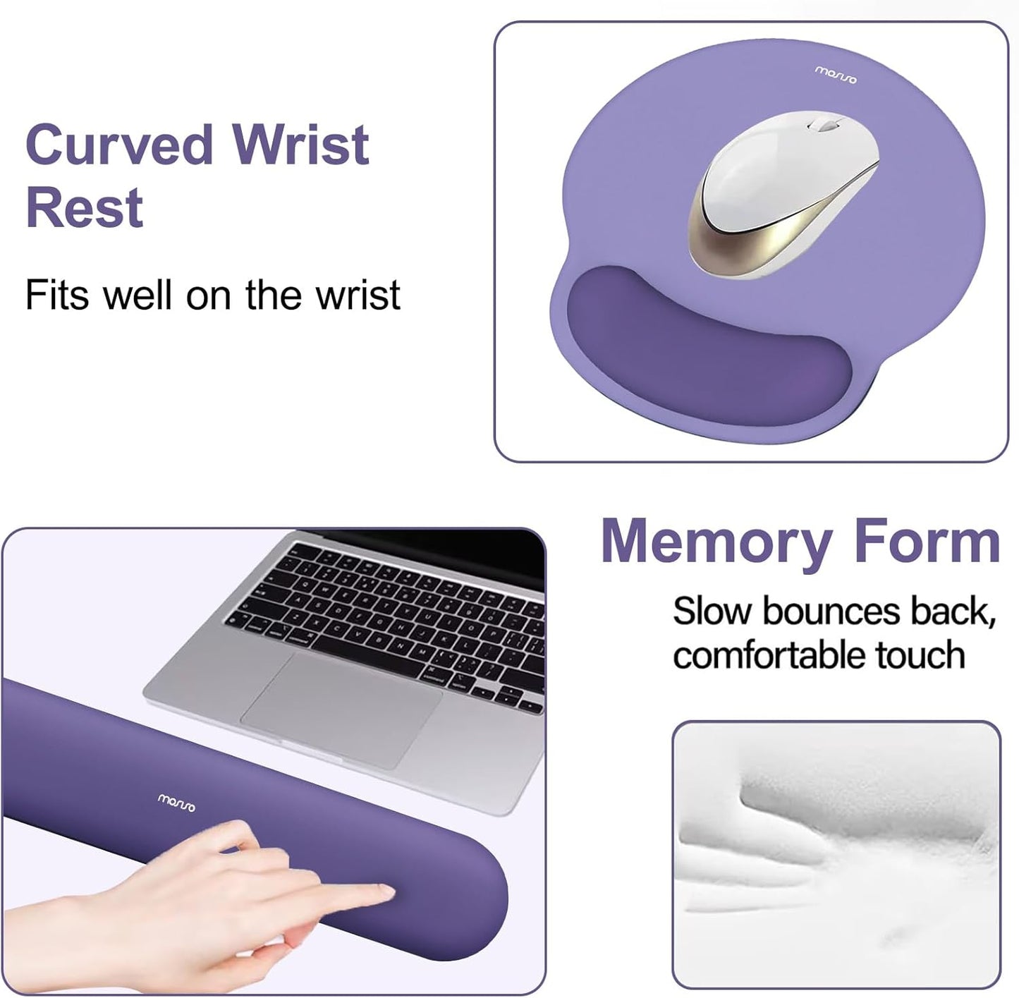 MOSISO Wrist Rest Support for Mouse Pad&Keyboard Set, Circle Curved Ergonomic Mousepad&Coaster Non-Slip Base Home/Office Pain Relief&Easy Typing Pad with Soft Cloth&Silicone Lining, Antique Green