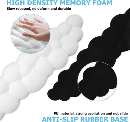 Ergonomic Keyboard Wrist Rest, PU Leather Memory Foam Cloud Wrist Rest for Computer Keyboard, Mouse Wrist Rest and Keyboard Pad for Gaming, Office, Computer, Laptop, Typing Pain Relief, Pastel Pink