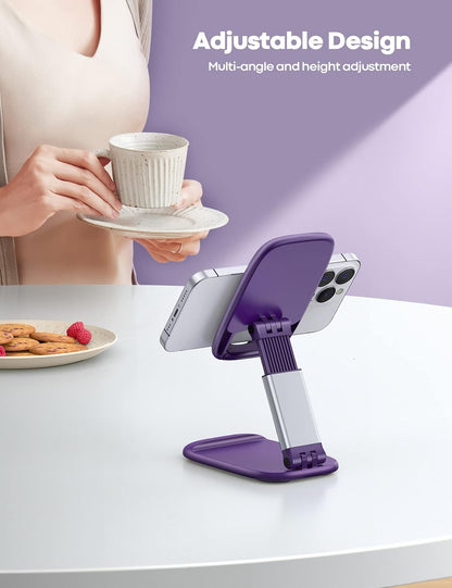 Lamicall Cell Phone Stand for Desk - [Height Adjustable] Foldable Mobile Phone Holder, Portable Stand for iPhone 17 16 15 14 13 12 11 Pro Max Plus Air, Galaxy S25, Office Gift Mothers Day Accessories