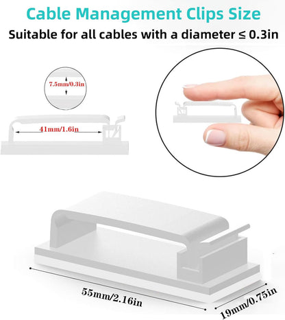 for Desk Under Table Wire Management Adhesive Cable Clips 49Pcs(Black).Used for Computer pc,tv,ethernet Wires Cable Management on Large Cable Hooks Organizer Clips (Black, Large：29PCS)