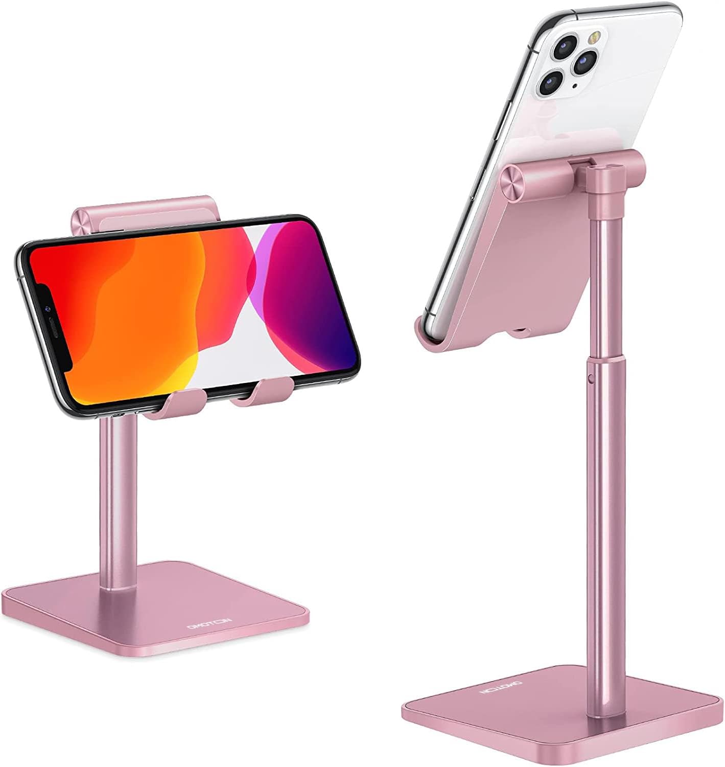 OMOTON Cell Phone Stand, Adjustable Angle Height Desk Phone Dock Holder for iPhone Air 17 Pro Max/Plus/XS/XR, Samsung Galaxy S20 / S10 / S9 / S8 and Other Phones (3.5-7.0-Inch)