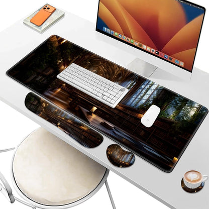 Desk Pad and Keyboard Wrist Rest, Large Mouse Pad + Keyboard Pad+Mouse Wrist Support, Non-Slip Desk Mat Protector for Office, Home 31.5×11.8 Inches Anime Dragon
