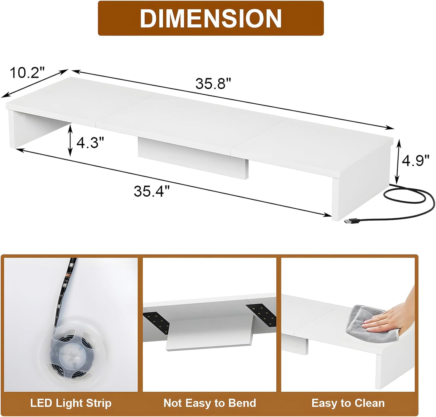 Qupui Computer Monitor Stand Riser with Drawer and Pen Holders, Desk Organizer Shelf and Accessories, Office Desk Accessories, Office Organization, Black