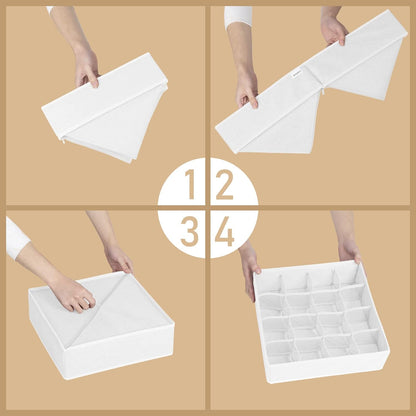 Criusia 6 Pack Large Drawer Organizer for Sock Underwear - Washable Heavy Duty Fabric Closet Organizers and Storage Bins - 90 Cells Dresser Organizer Divider for Baby Clothes, Ties, Belt (Grey)