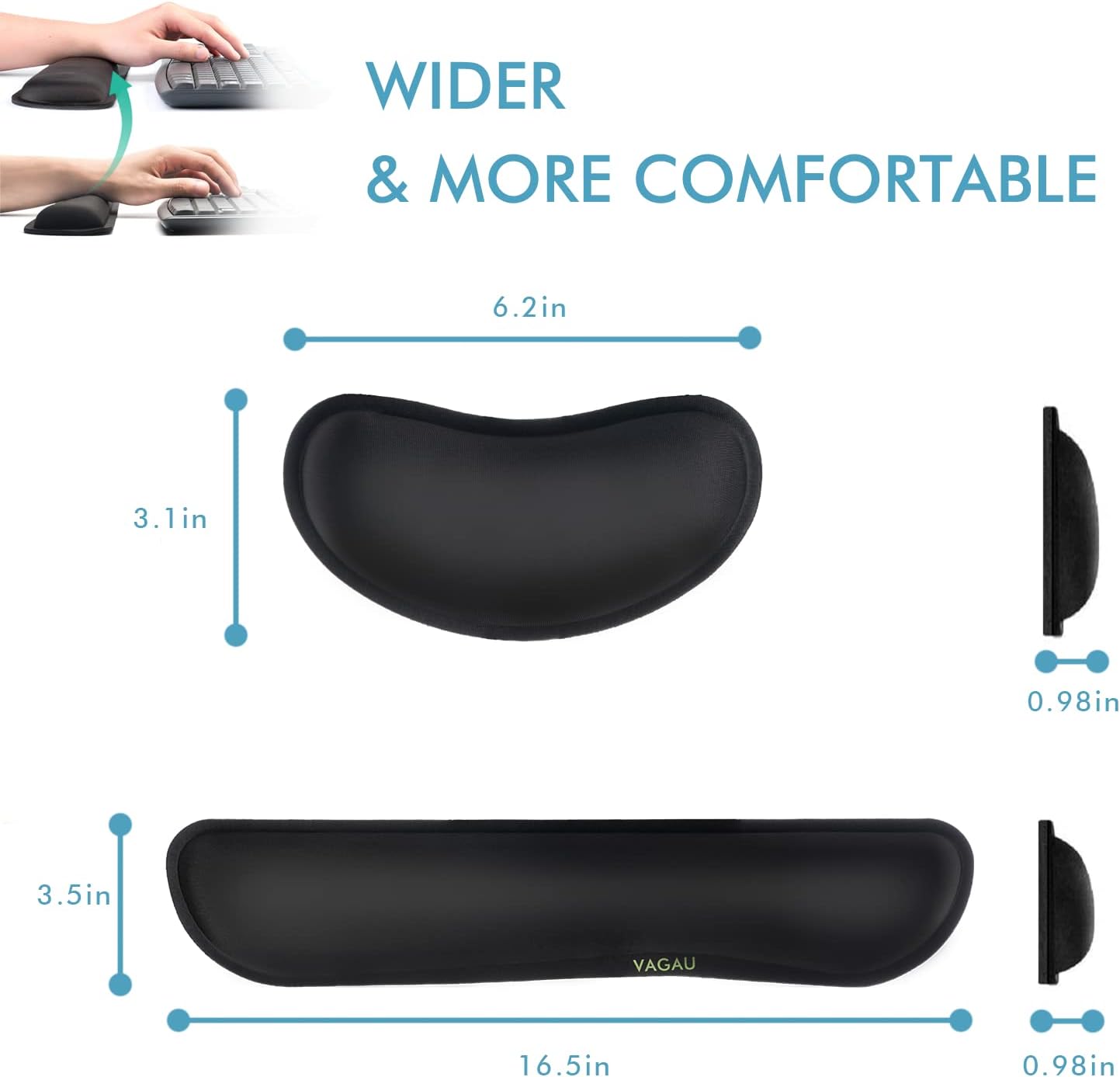Comfy Mee Premium Memory Foam Keyboard and Mouse Wrist Rest Pads Set- for Comfortable Typing &Wrist Pain Relief (Pack of 2)