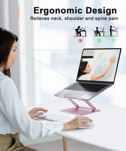 Aoviho Adjustable Laptop Stand for Desk,Portable Laptop Stand Holder and Riser,Foldable Aluminum Notebook Computer Stands for MacBook Air Pro HP Lenovo Dell Samsung Chromebook, 10-15.6 inch, Purple