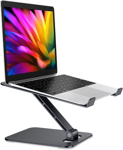 RIWUCT Foldable Laptop Stand, Height Adjustable Ergonomic Computer Stand for Desk, Aluminum Portable Laptop Riser Holder Notebook Mount Compatible with MacBook Pro Air, HP, Dell 10-16"