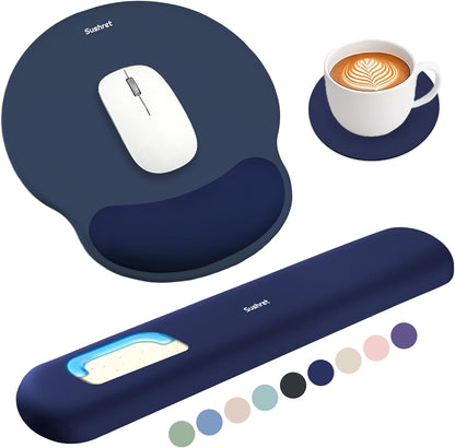 Sushret Mouse Pad and Keyboard Wrist Rest, 3-in-1 Gel Memory Foam Ergonomic Mouse Pad with Wrist Rest Set,Gaming Mousepad Arm Cushion Support for Computer Office Desk Accessories Cute Setup,Sage Green
