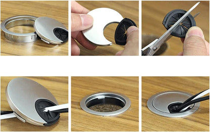 2-Piece 80mm Desk Cable Grommets, Computer Desk Metal Cable Hole, Round Cable Hole Cover for Desktop Cable Organizer(Bronze)
