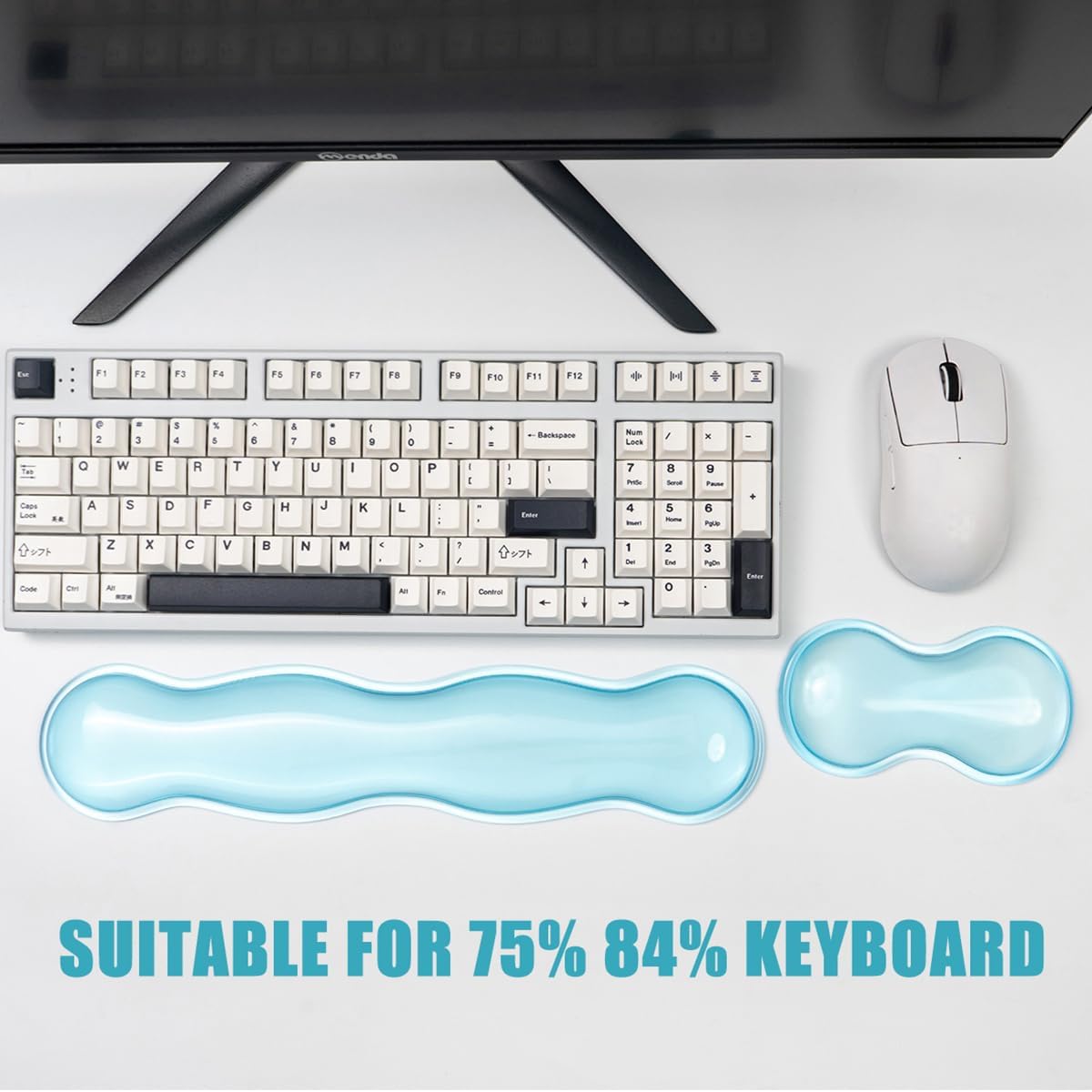 Clear Gel Wrist Rest for Keyboard and Mouse, Green Silicone Mouse Wrist Rest Set, Cute Ergonomic Wrist Rest for Keyboard 60%/75%(Green)
