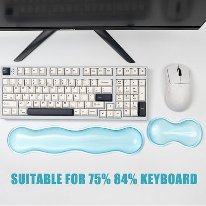 Clear Gel Wrist Rest for Keyboard and Mouse, Green Silicone Mouse Wrist Rest Set, Cute Ergonomic Wrist Rest for Keyboard 60%/75%(Green)