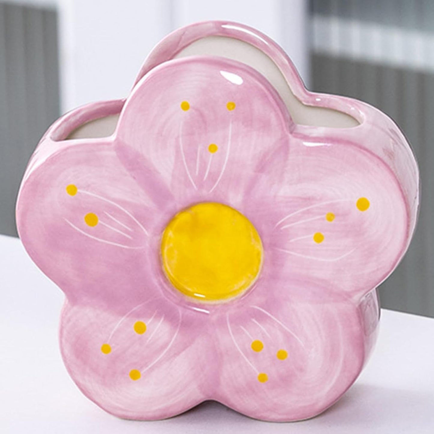 Pink Pencil Holder Pen Holder Office Desk Accessories Aesthetic Cute Flower Home Decor Makeup Brush Holder Vase Birthday Gifts for Women Vanity Toothbrush Holder Kawaii Kitchen Utensil Holder