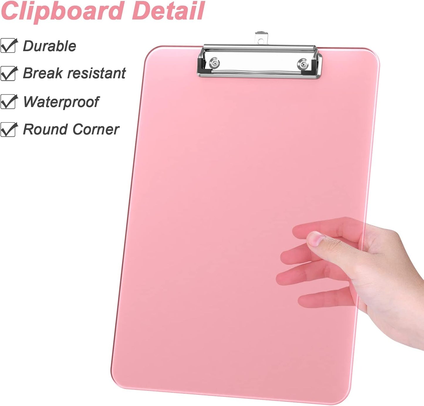 Rimilak 8.5 x 11 Plastic Clipboards Set of 2, Low Profile Metal Clip, Translucent Board, 12.5 x 9 in Letter Size, Office Supply, Back to School, Purple