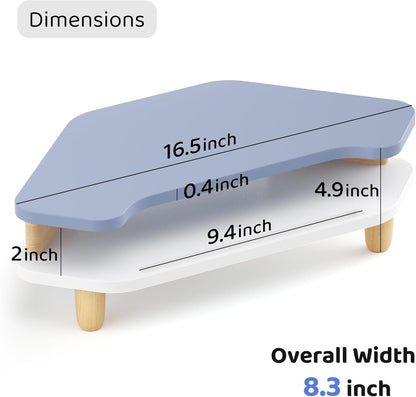 AFOOYO Monitor Stand Riser,2 Tier Corner Wood Sturdy 16.5In Computer Stand, Multi-Purpose Desktop Storage Stand for Laptop,PC,iMac,Printer,Computer,White