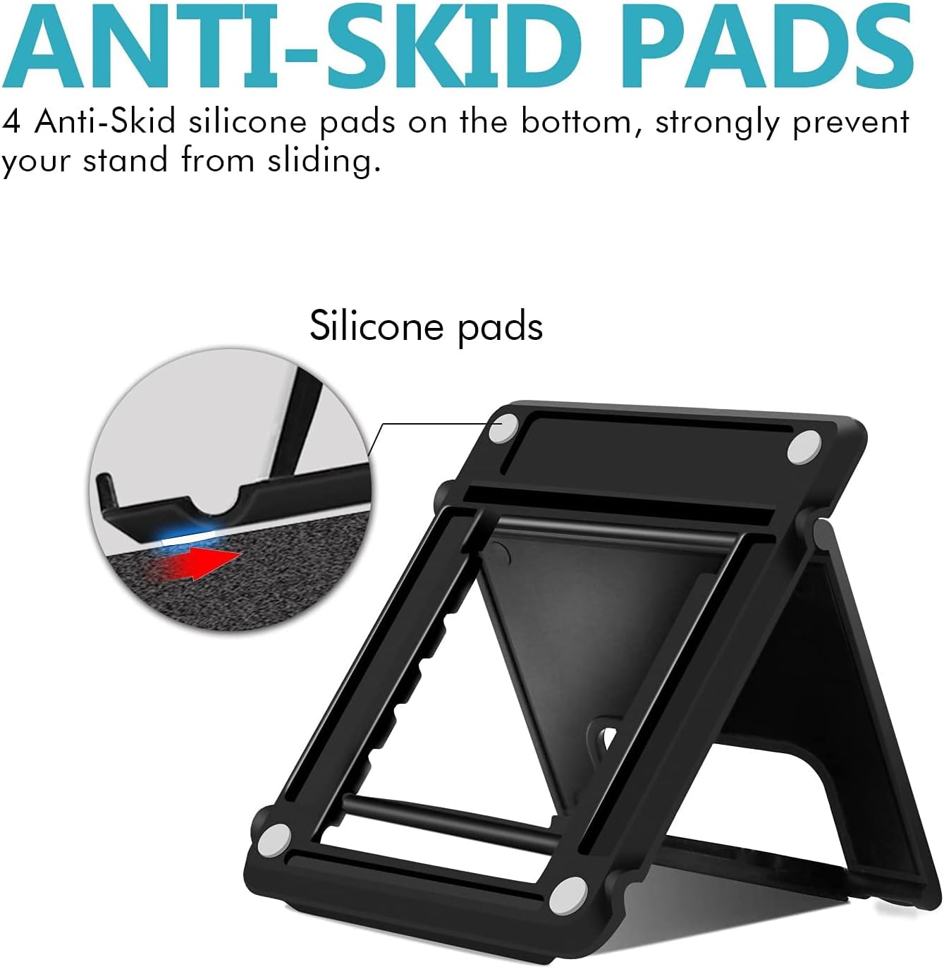 COOLOO Cell Phone Stand 4 Pack, Tablet Stand Multi-Angle, Universal Phone Stand for Desk,Compatible Phone 13 12 Pro Plus All Android Smartphones,(Black)