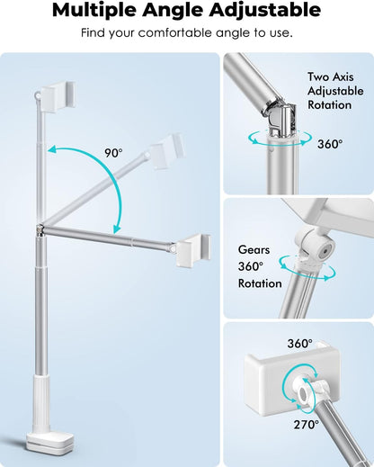 Viozon Phone Holder, Flexible Long Arm,Overhead Mount,360° Angle Adjustable,Aluminum Alloy, C Clamp for Headboard Bedside&Table&Desk,Compatible with 3.5"-6.9" Phone,iPhone 16 15 Plus/Pro Max W