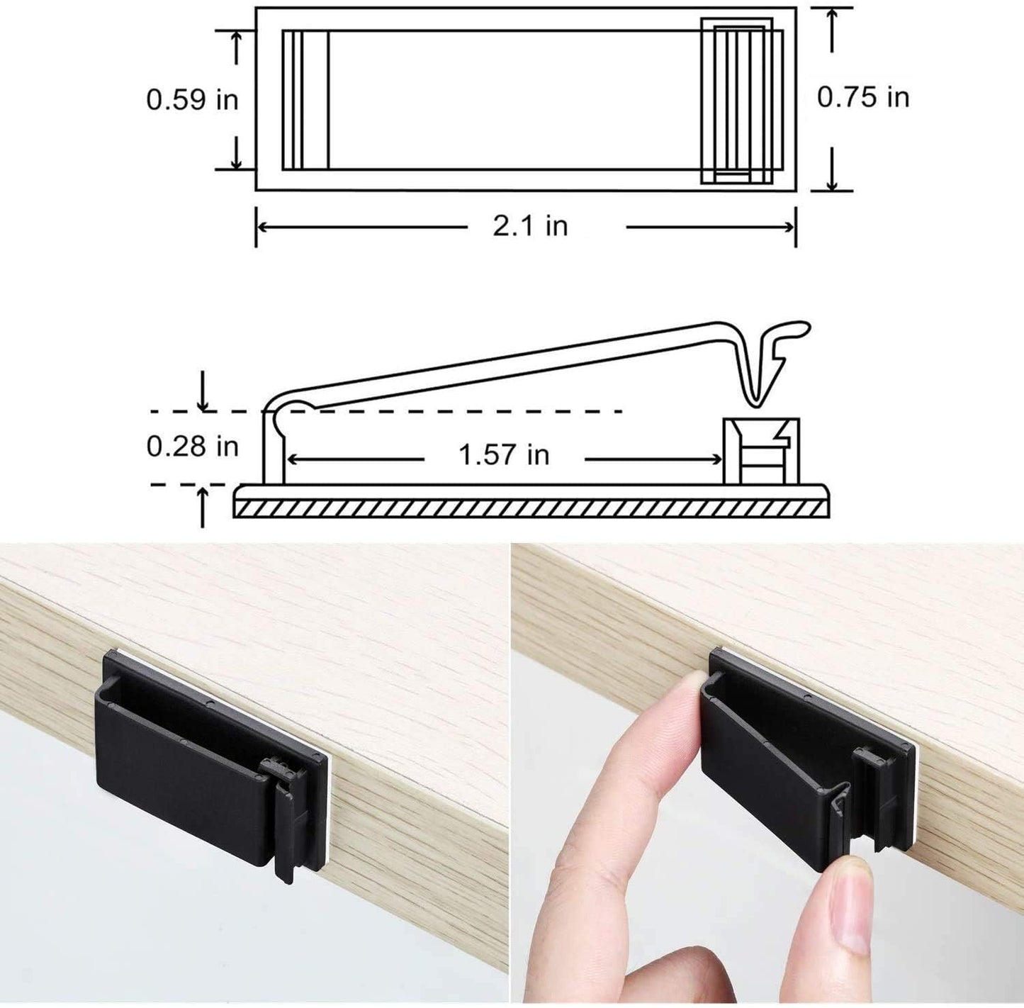 50Pcs Self Adhesive Cable Management Clips,Cable Organizers Wire Clips Cord Holder for PC Laptop Ethernet Cable Desktop Home Office(1.52’’ x 0.59’’ x 0.57’’, Black)