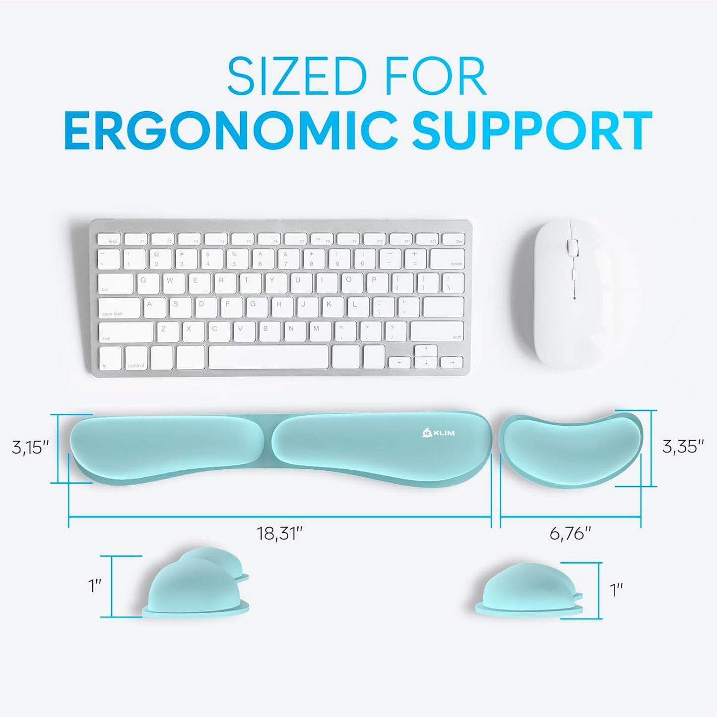 KLIM Mouse & Keyboard Wrist Rest Set - Silky Gel Memory Foam - Ergonomic Wrist Rest for Computer Keyboard, Wrist Pad for Keyboard + Wrist Rest for Mouse - for Gaming and Office - Pain Relief - Black