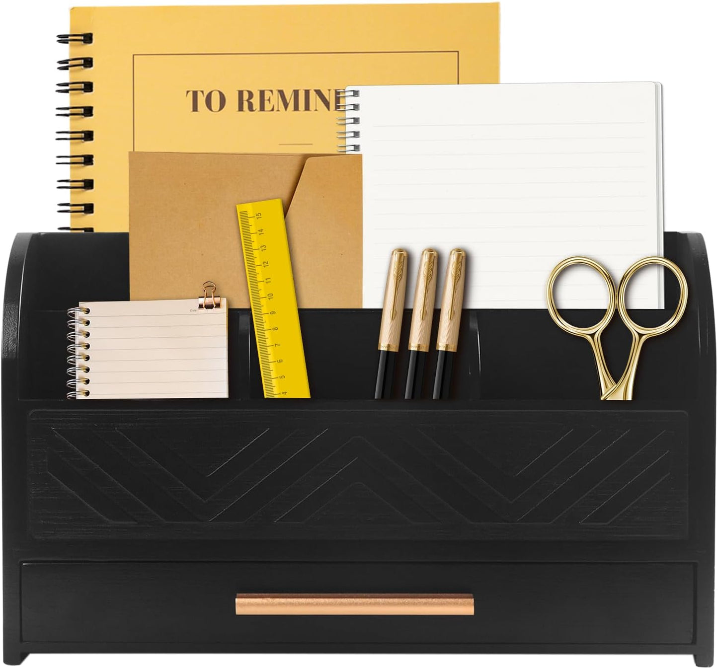 Mail Organizer Countertop Kitchen-White Mail Holder Countertop Drawers Wood Desk Drawer Tabletop Storage Organization Pen Holder Letter Sorter Makeup Organizer for School Home Office Supplies