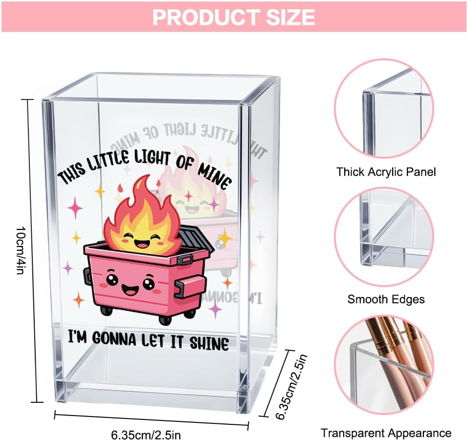 Everything is Figureoutable Acrylic Cosmetic Pencil Pen Holder Cup, Emotional Dumpster Fire Pencil Pen Holder Cup, Therapy Gifts, Mental Health Gifts for Women Colleague Boss Teacher