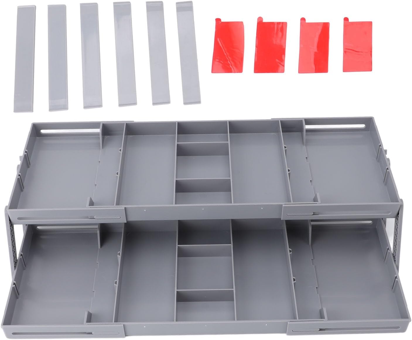 Fockety Drawer Organizer, Multi Level Collapsible Drawer Organizer with Adjustable Compartments, Expandable Desk Organizer Trays for Jewelry, Makeup, Silverware Storage Organizer (2