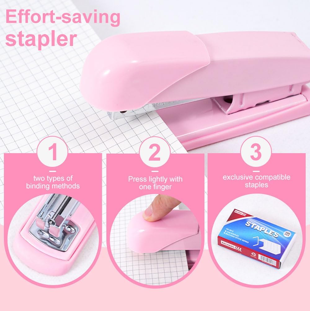 Gawsey Gold Desk Organizers and Accessories Set with 360-Degree Rotating Pen Holder, Acrylic Stapler, Tape Holder, Staple Remover, Binder/Paper Clips Kit, Scissor and 1 Box of Staples